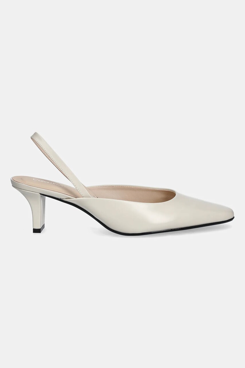 Шкіряні туфлі Calvin Klein HEEL SLING PUMP 50 - BRS колір бежевий HW0HW02448