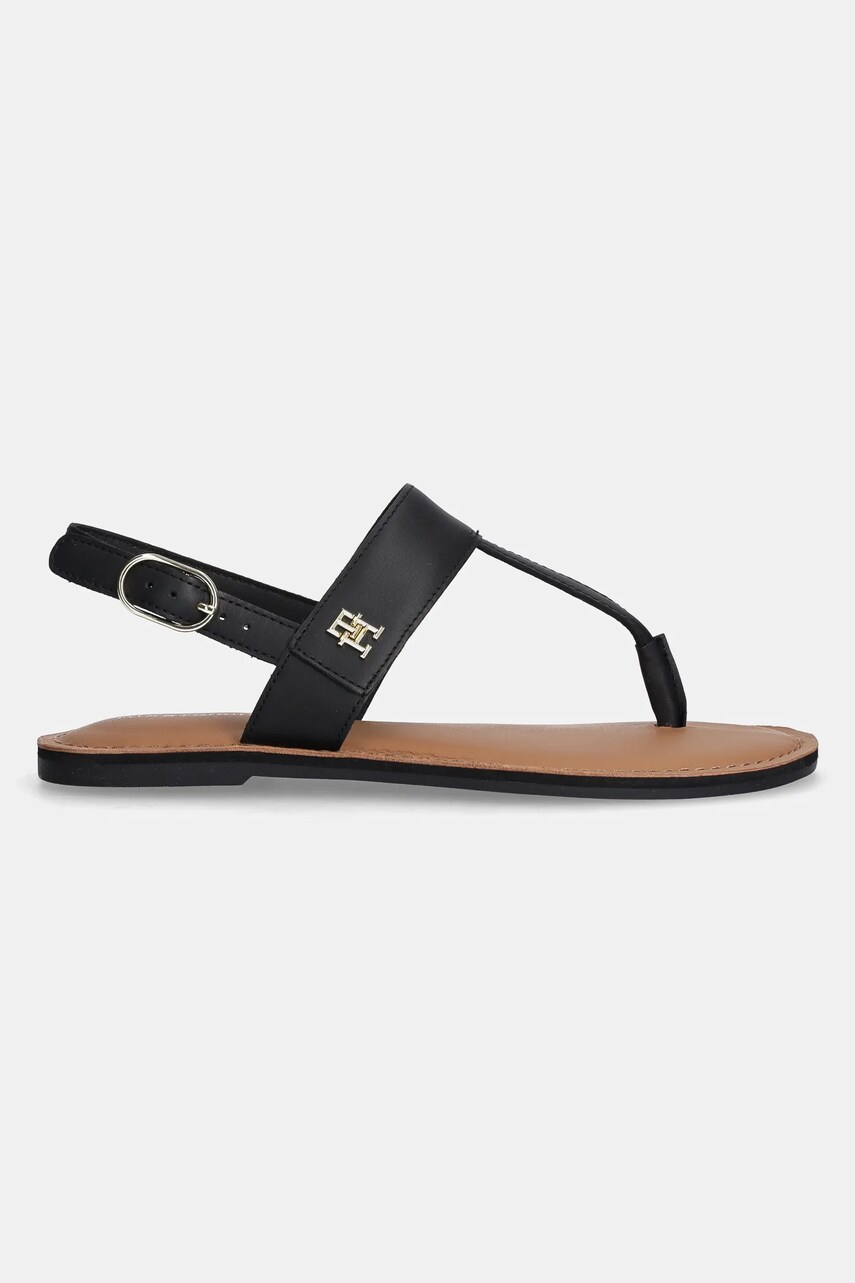 Шкіряні сандалі Tommy Hilfiger LEATHER THONG SANDAL жіночі колір чорний FW0FW08505