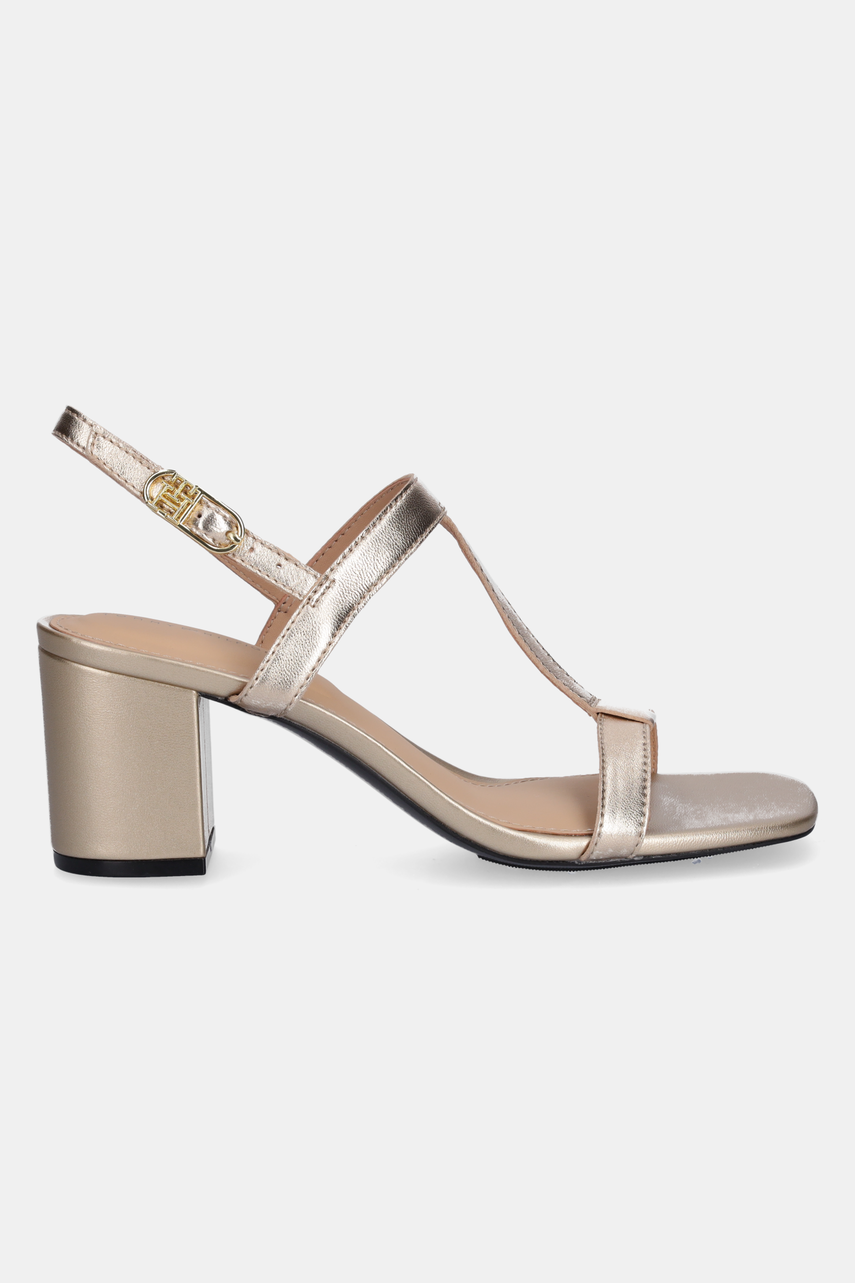 Шкіряні сандалі Tommy Hilfiger LEATHER BLOCK HEEL SANDAL METAL колір золотий FW0FW08590