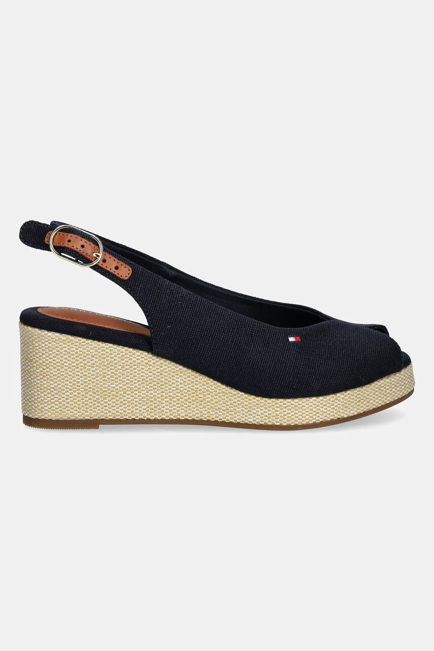 Сандалі Tommy Hilfiger FLAG MID WEDGE ESPAD SLINGBACK колір синій FW0FW08595