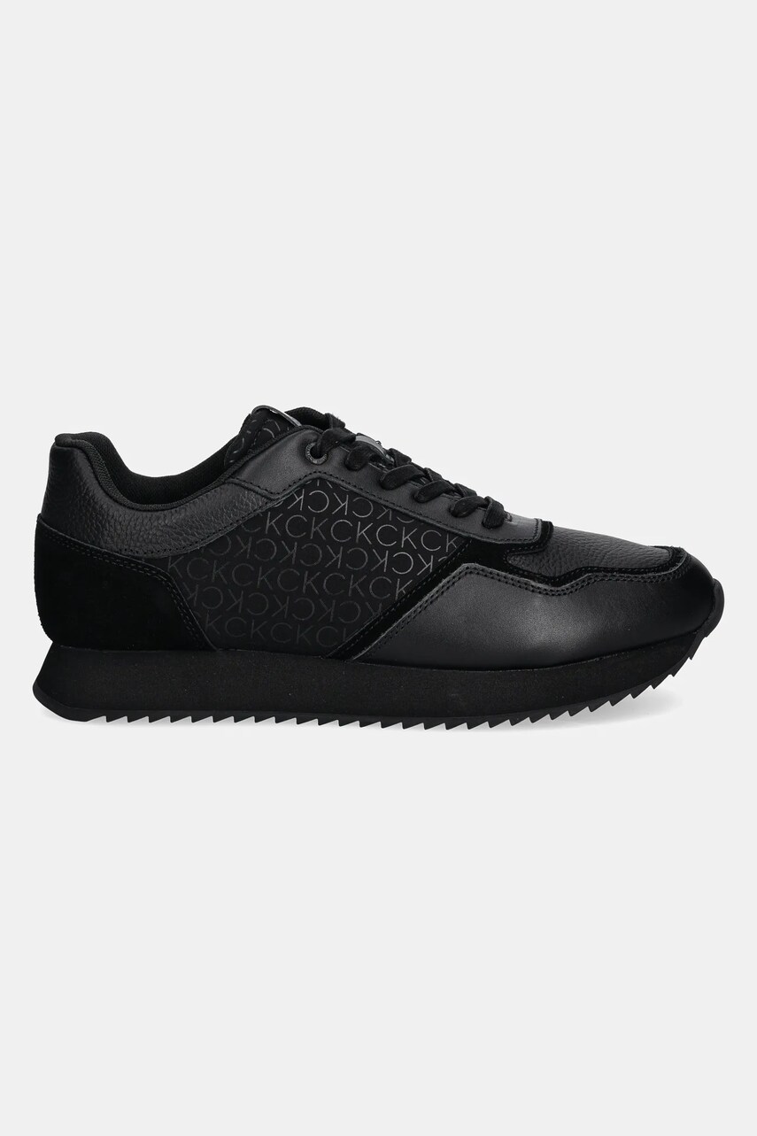 Шкіряні кросівки Calvin Klein LOW TOP LACE UP MONO колір чорний HM0HM01664