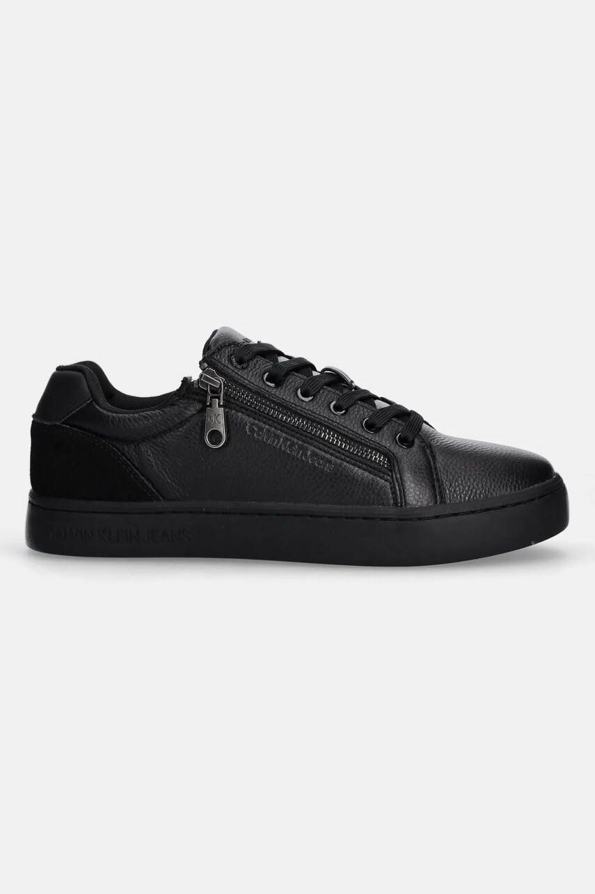 Шкіряні кросівки Calvin Klein Jeans CLASSIC CUPSOLE ZIP LOW IN колір чорний YM0YM01254