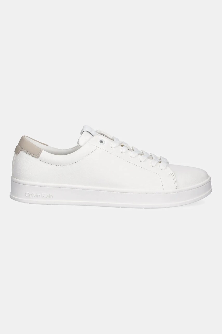 Шкіряні кросівки Calvin Klein LOW TOP LACE UP NU колір білий HM0HM01758