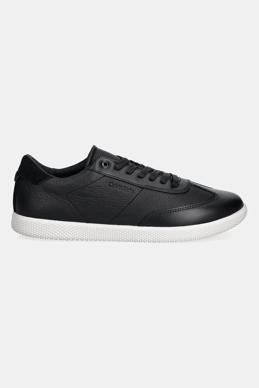 Шкіряні кросівки Calvin Klein LOW TOP LACE UP TMBL LTH колір чорний HM0HM01803