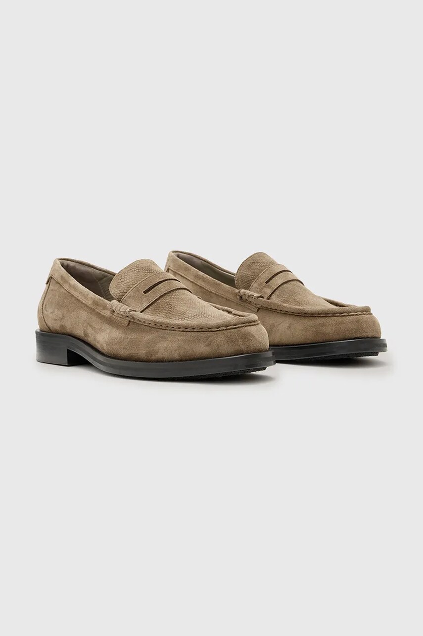 Замшеві мокасини AllSaints Bloom Suede Loafer чоловічі колір коричневий M022FC