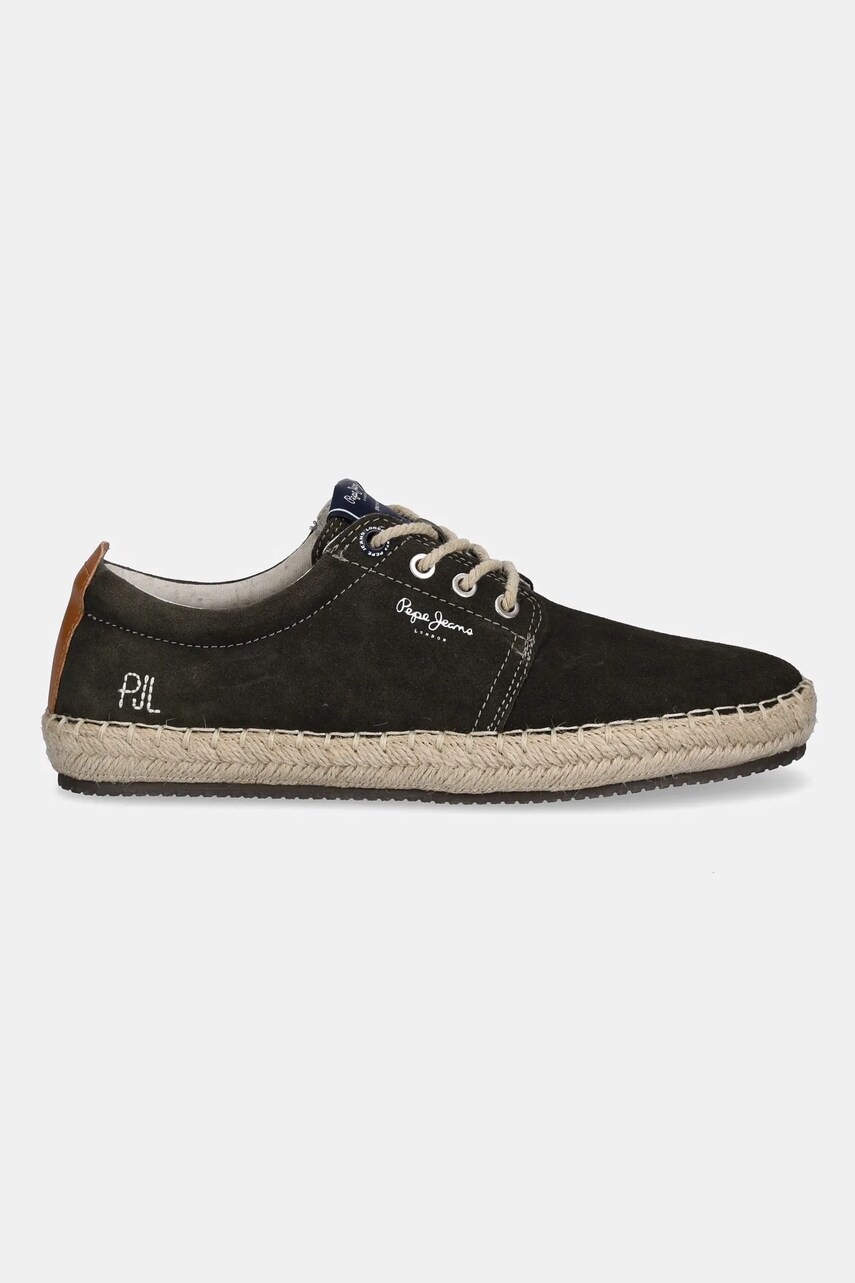 Замшеві еспадрилі Pepe Jeans TOURIST WEST колір зелений PMS10336