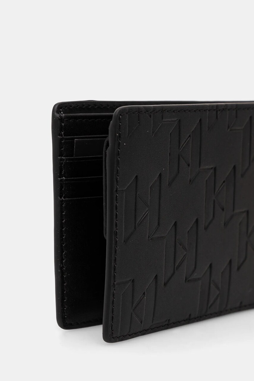 Шкіряний гаманець Karl Lagerfeld K/LOOM чоловічий колір чорний A1M32015