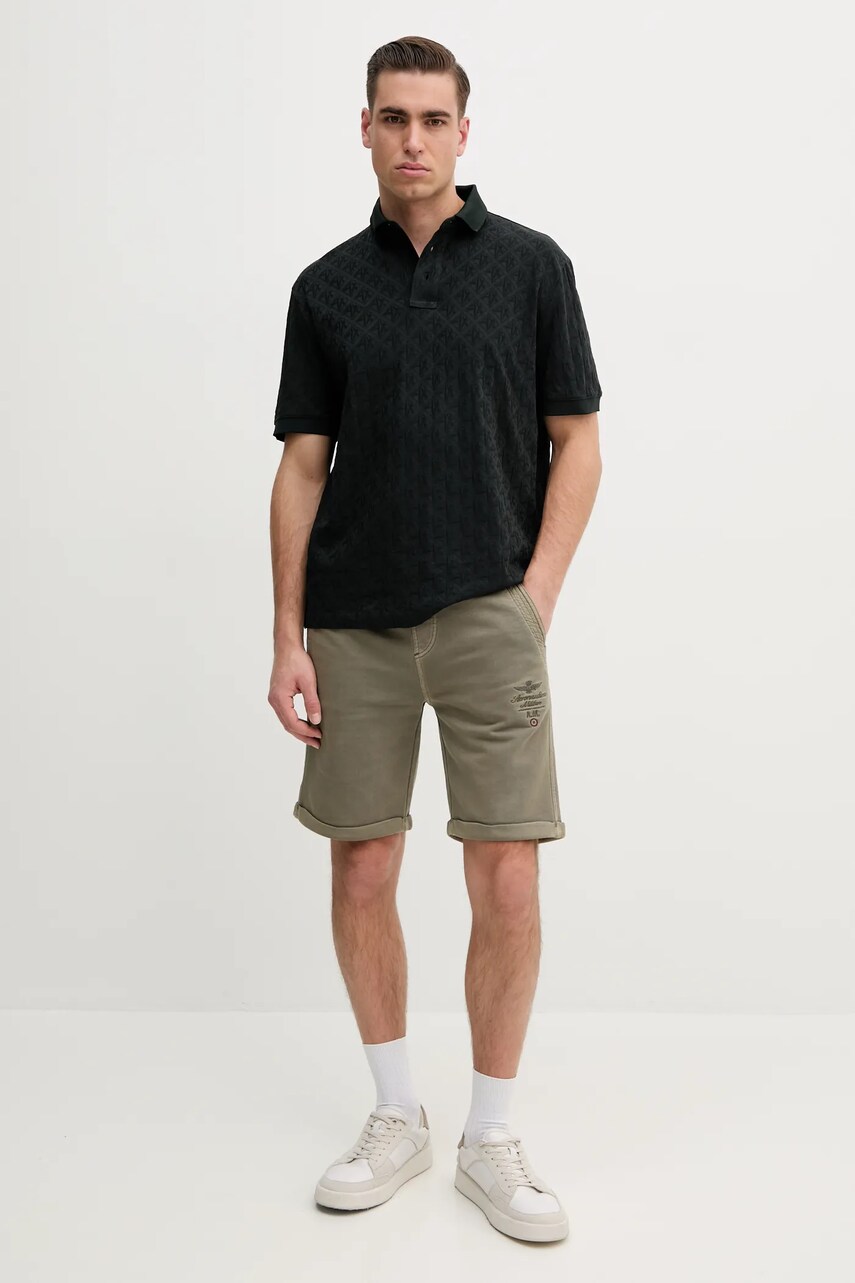 Бавовняне поло Armani Exchange чоловіче колір зелений візерунок XM000219 AF10337