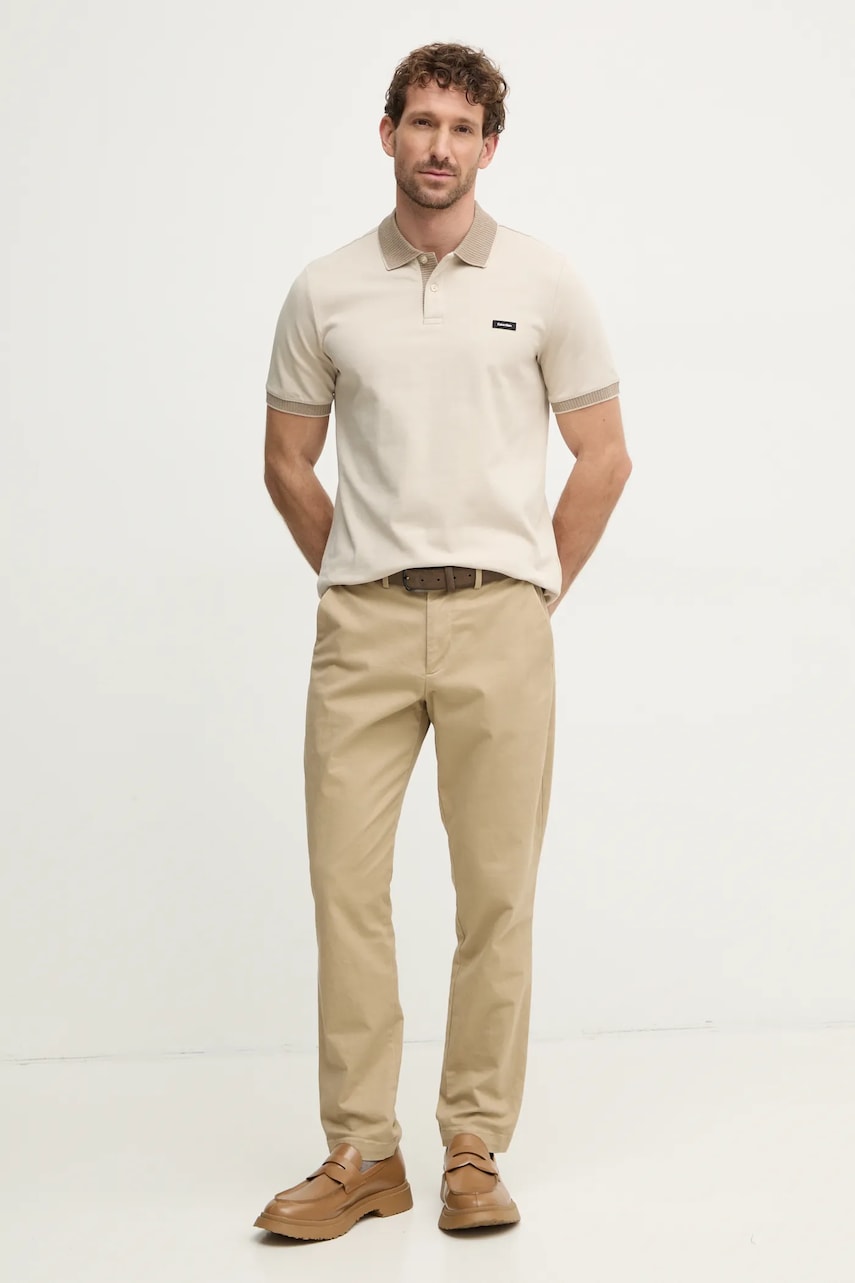 Поло Calvin Klein чоловіче колір бежевий однотонне K10K113832