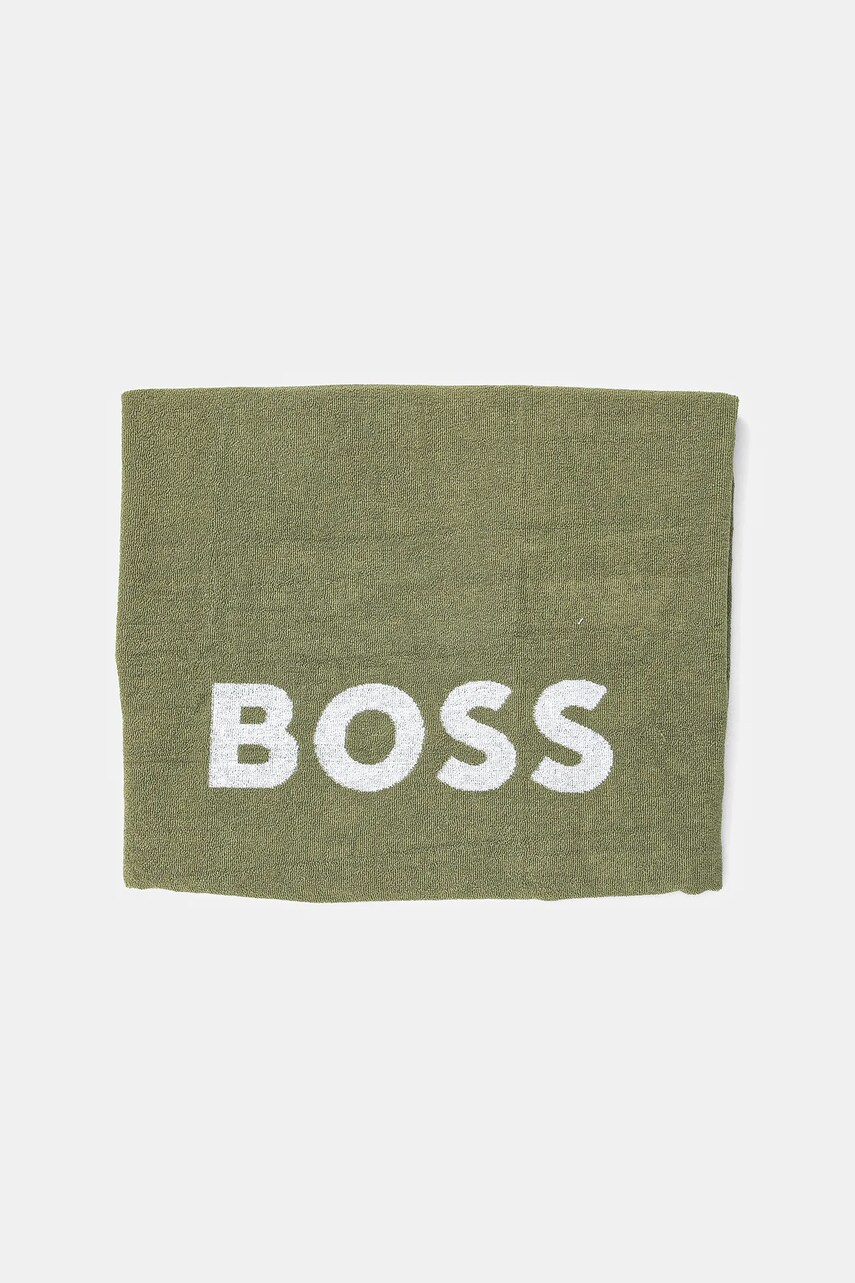 Бавовняний рушник BOSS колір зелений 50540419
