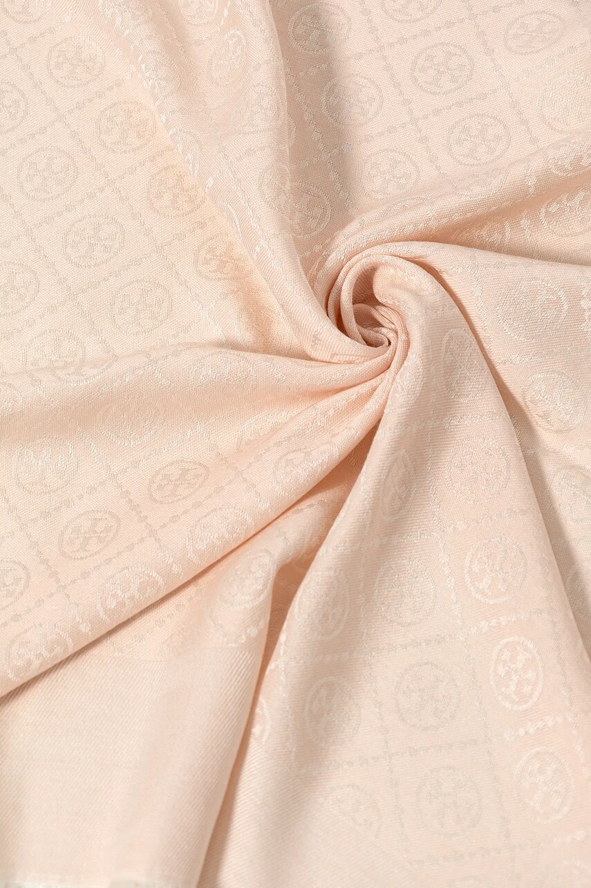 Шовкова хустка Tory Burch T Monogram Jacquard Traveler колір бежевий візерунок 160570-650