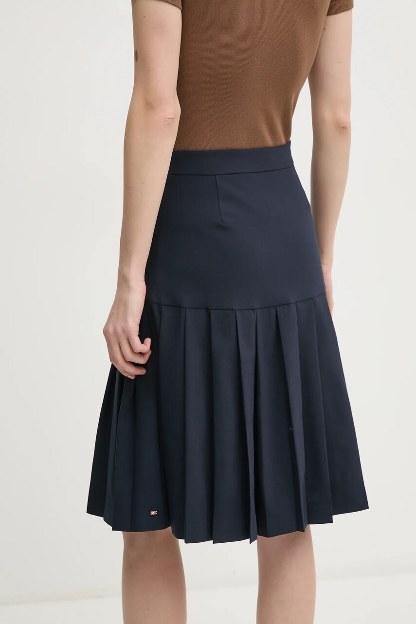 Спідниця з домішкою вовни Tommy Hilfiger колір синій mini розкльошена WW0WW43798