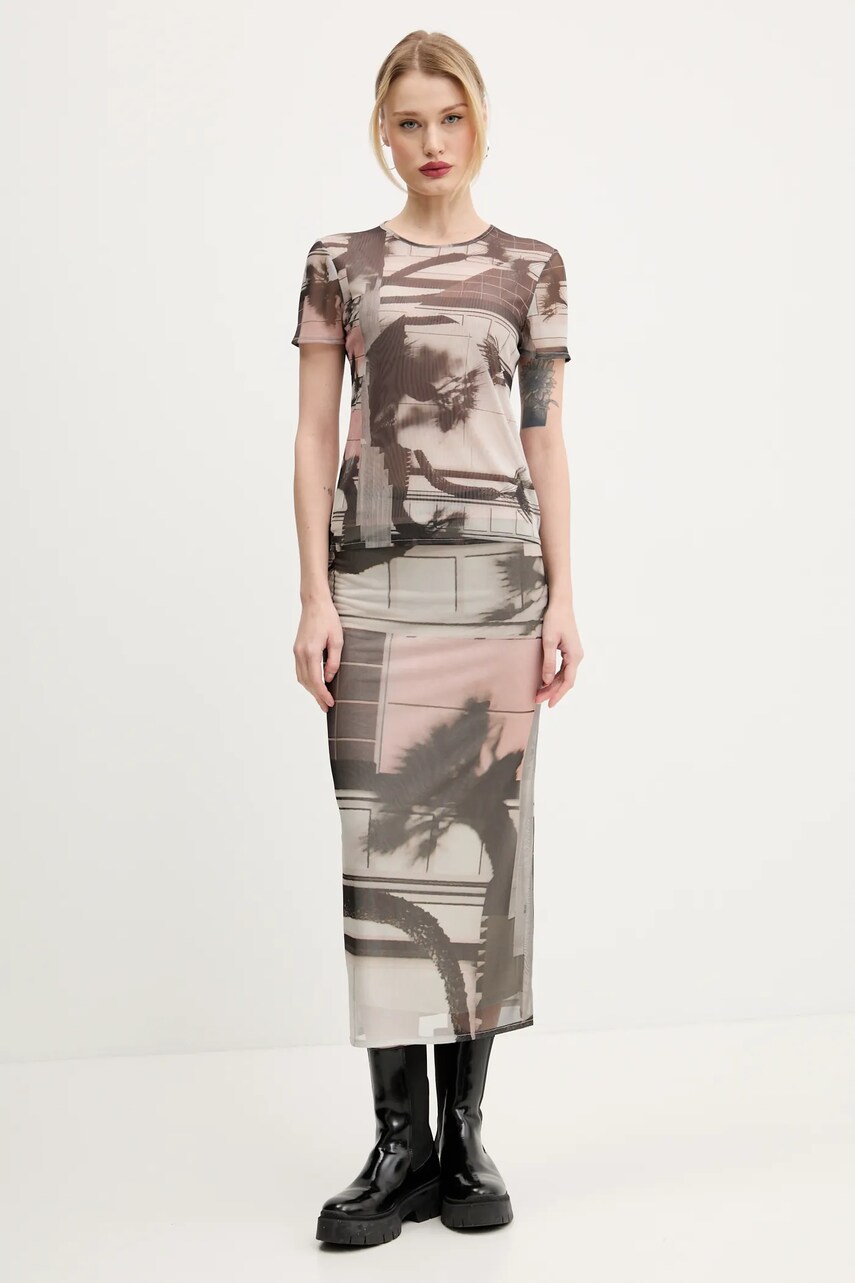 Спідниця Desigual SHELLEY колір бежевий maxi олівець 25SWFK05