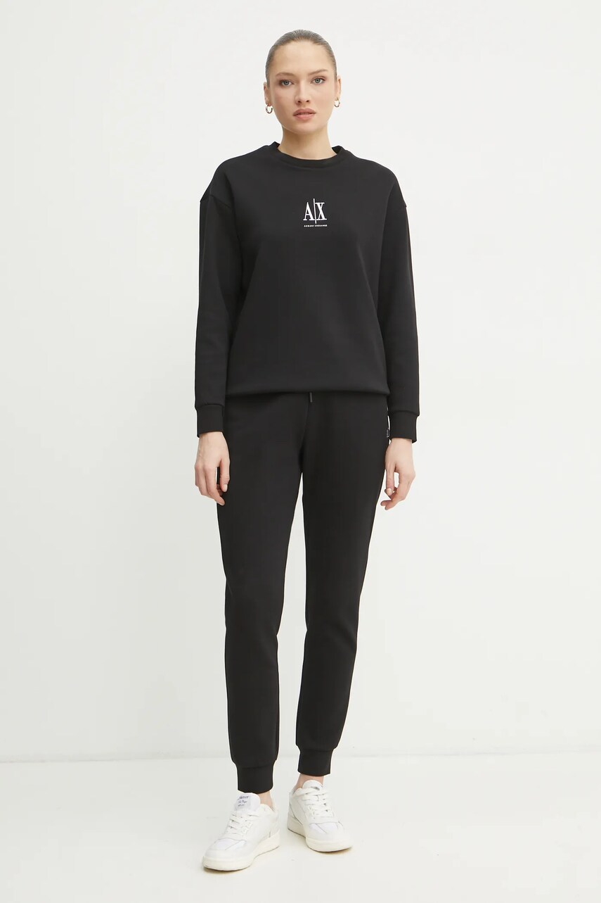 Спортивні штани Armani Exchange жіночі колір чорний однотонні XW000824 AF10818