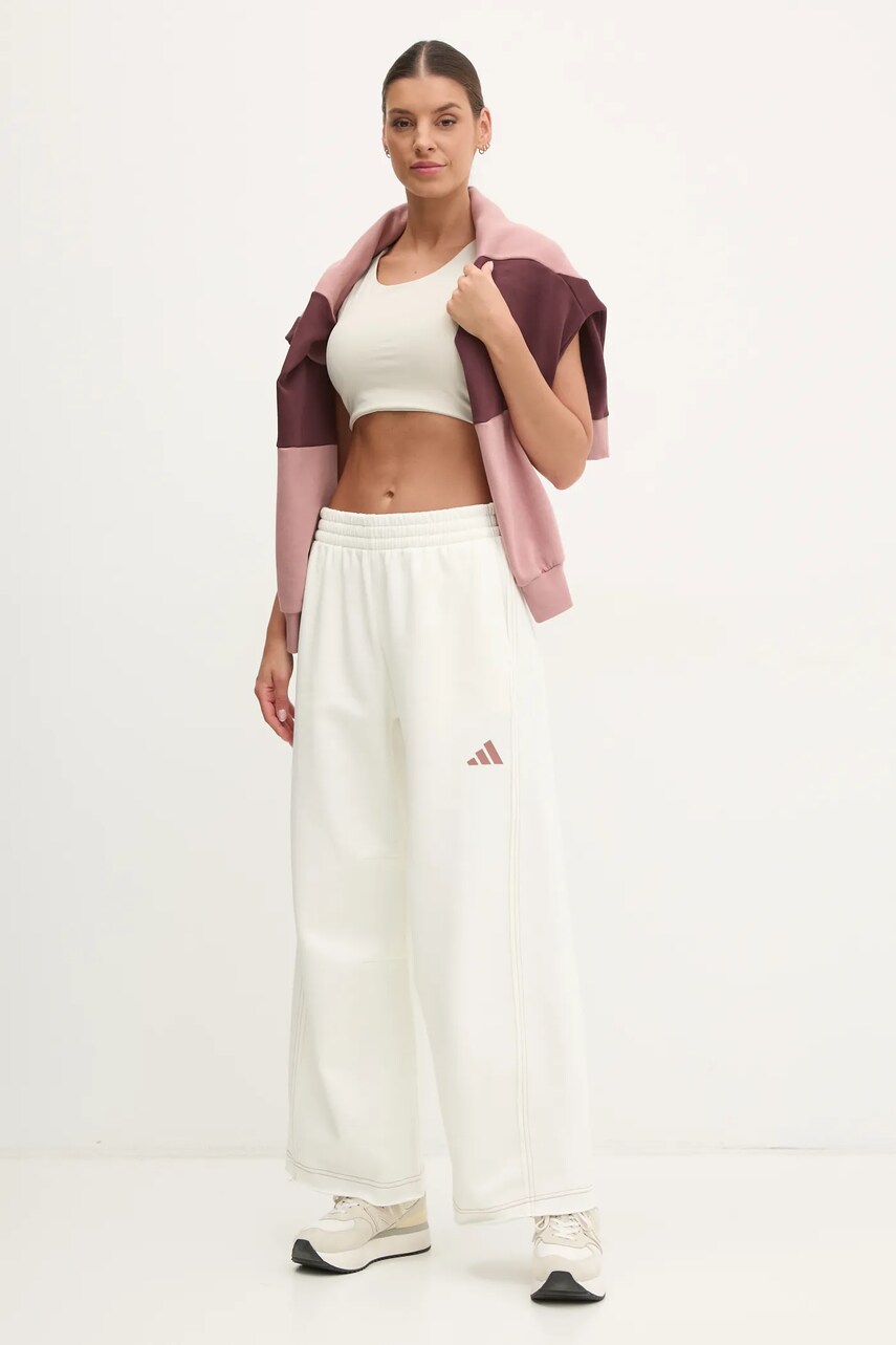 Спортивні штани adidas ALL SZN Graphic жіночі колір бежевий однотонні JJ4530