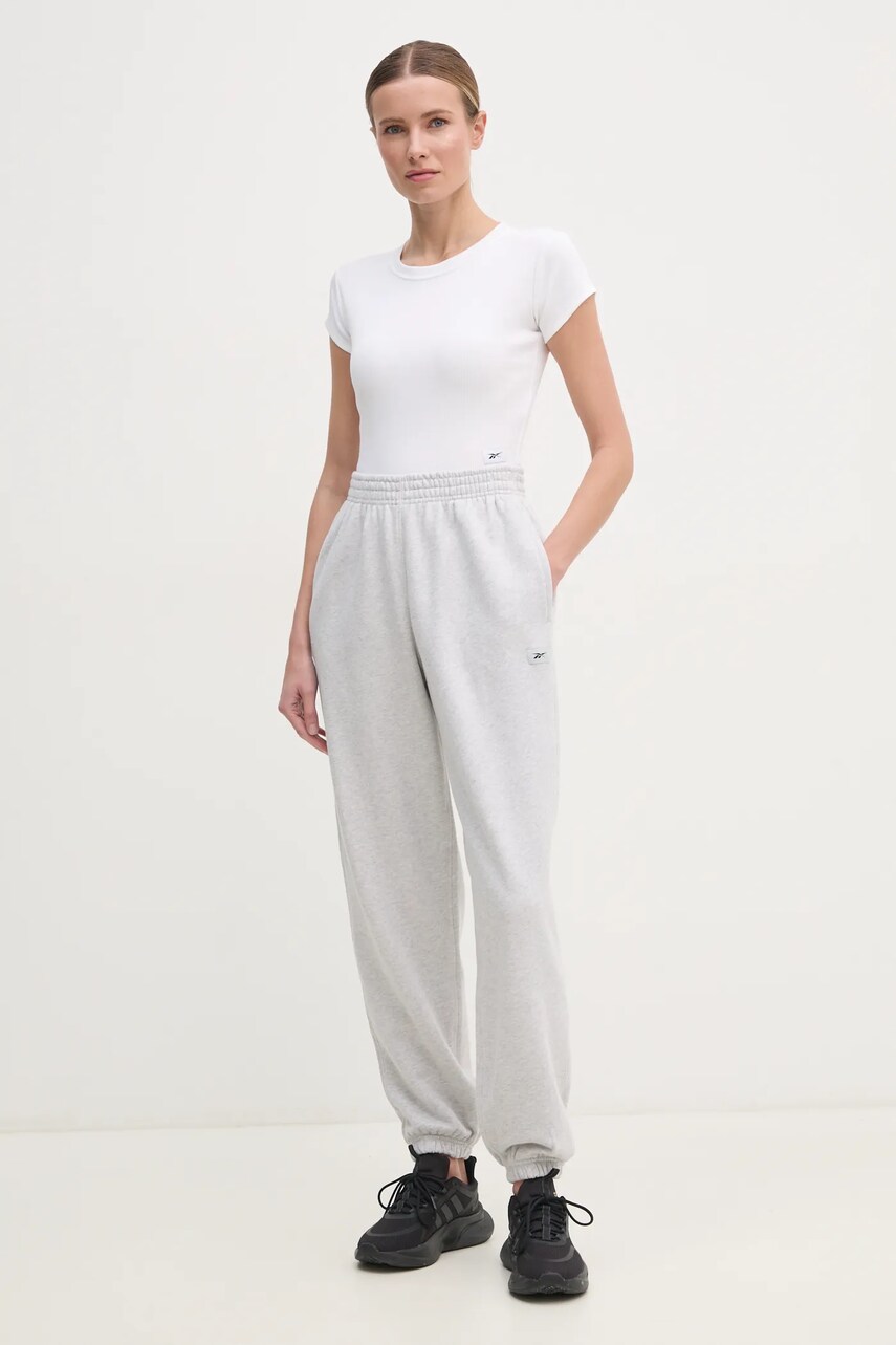 Бавовняні спортивні штани Reebok Classic колір сірий меланж 100221467