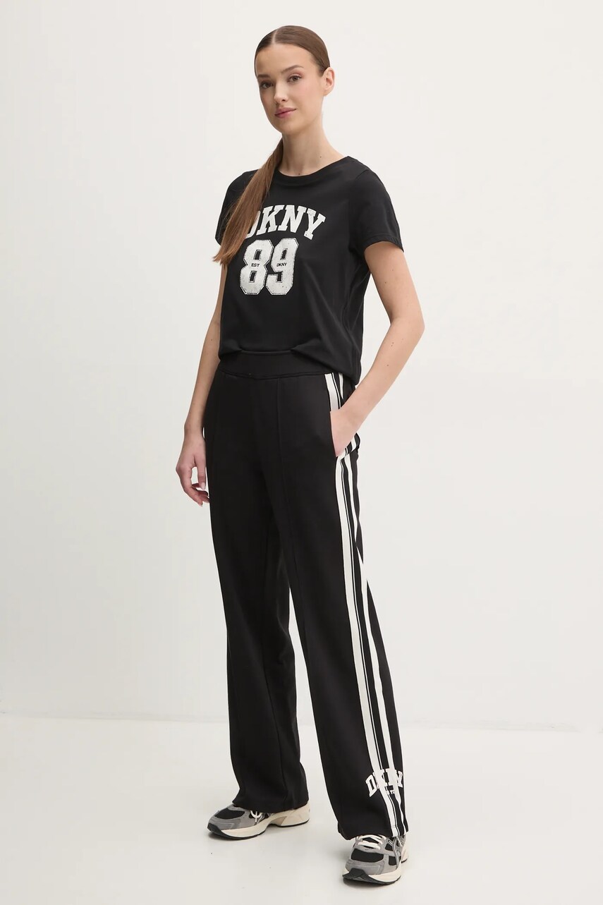 Бавовняні спортивні штани Dkny жіночі колір чорний однотонні DP5P3616