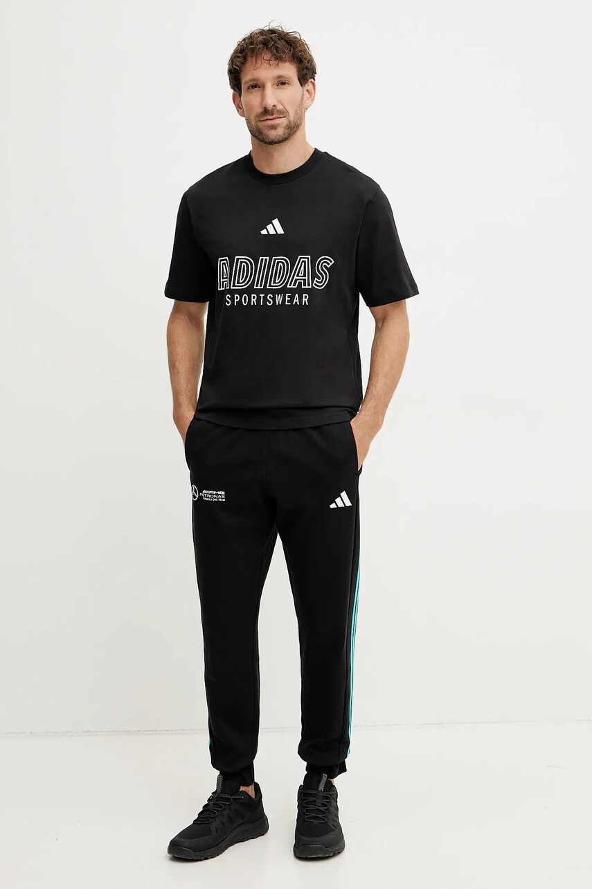 Бавовняні спортивні штани adidas x Mercedes чоловічі колір чорний з аплікацією JV5379