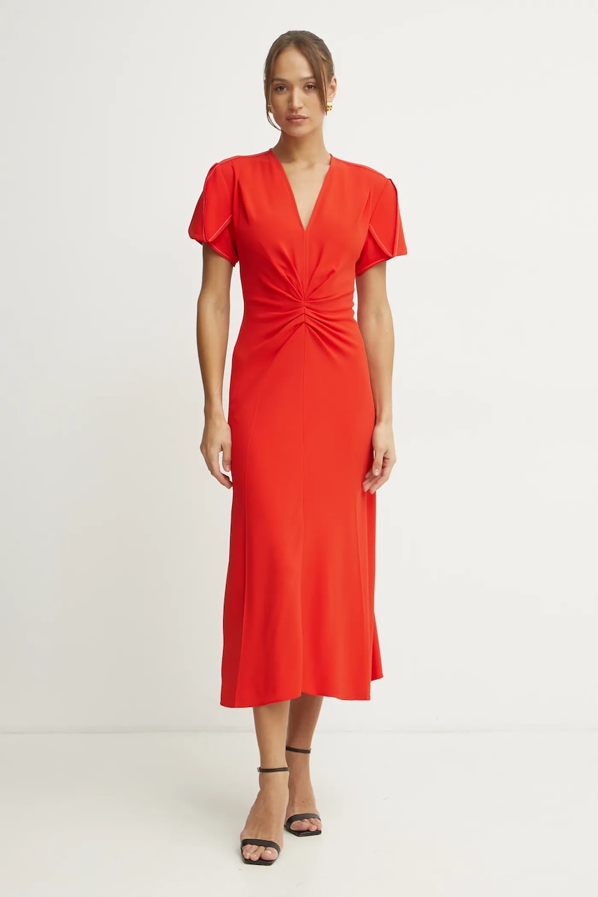 Сукня Victoria Beckham колір червоний maxi розкльошена 1125WDR005195B