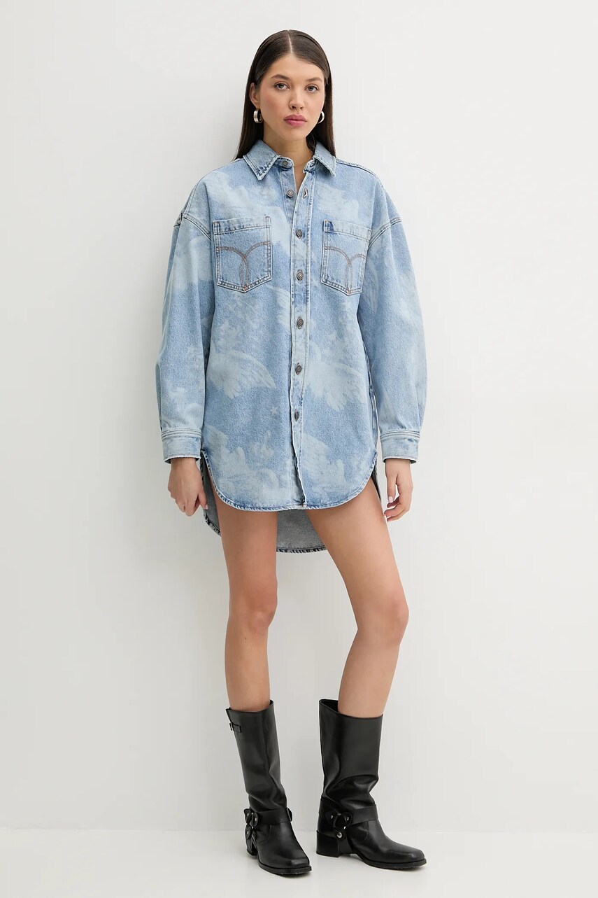 Джинсова сукня Fiorucci Angel Print Denim Shirt Dress mini пряма W02SPDDR313DN03DN02