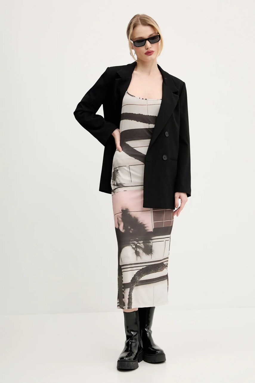 Сукня Desigual SHELLEY колір бежевий maxi облягаюча 25SWVK56