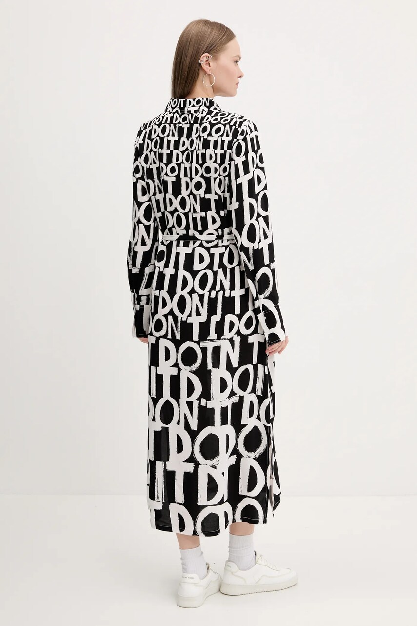 Сукня Desigual TRIPOLI колір чорний midi oversize 25SWVW40