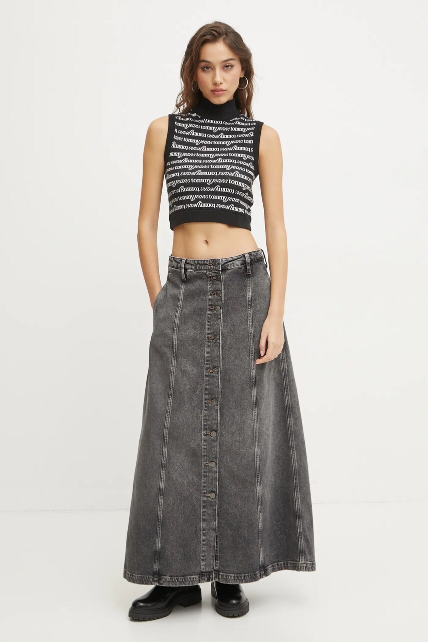 Безрукавка Tommy Jeans колір чорний легка DW0DW19346