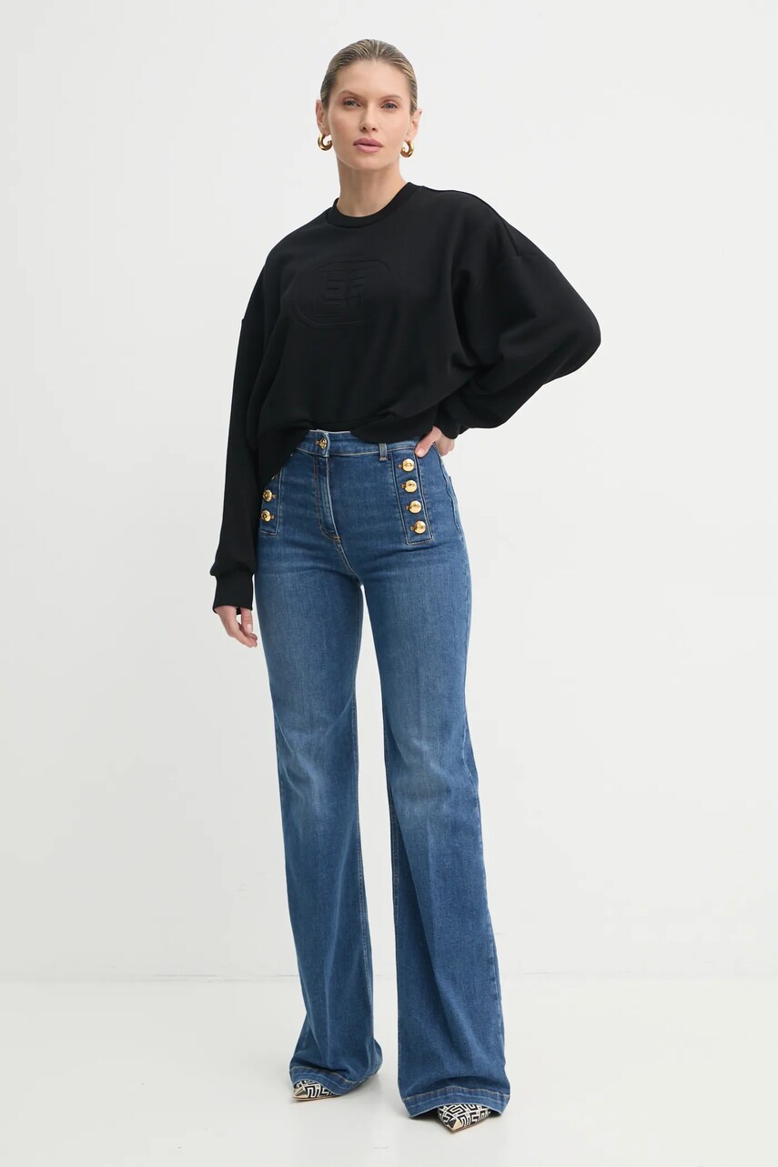 Кофта Elisabetta Franchi жіноча колір чорний з аплікацією MD00551E2