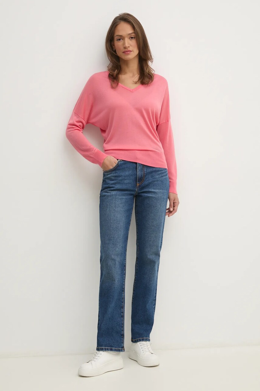 Светр United Colors of Benetton жіночий колір рожевий легкий 103VD402R