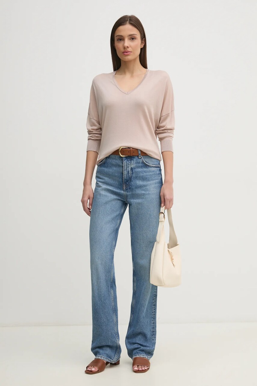 Светр United Colors of Benetton жіночий колір бежевий легкий 103VD402R