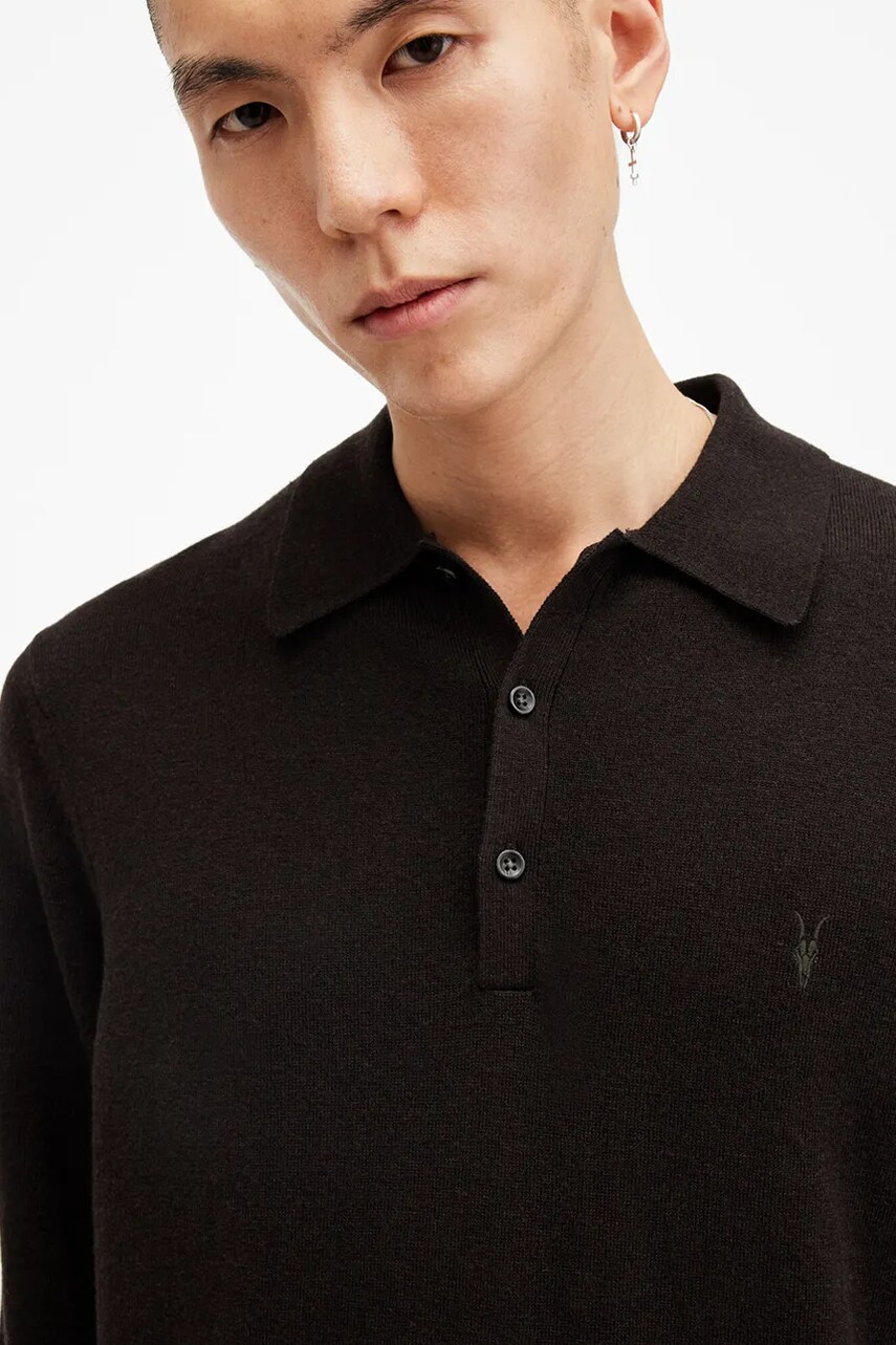 Вовняний светр AllSaints KILBURN чоловічий колір коричневий легкий M091KB