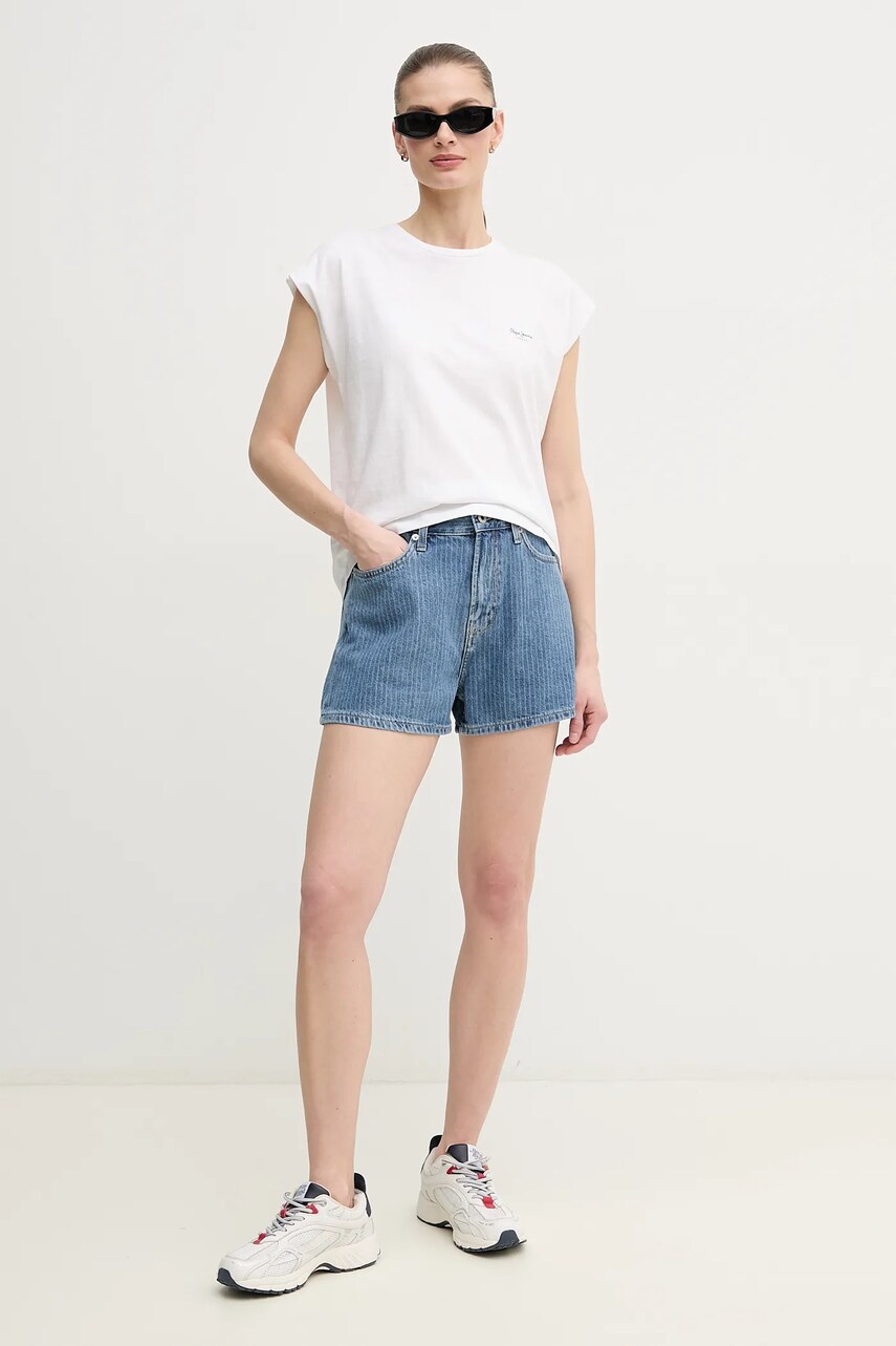 Джинсові шорти Pepe Jeans A-LINE SHORT HW SUZIE жіночі візерунок висока посадка PL801111ID1