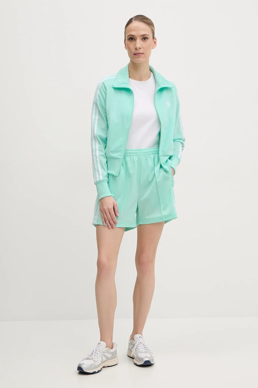 Шорти adidas Originals Firebird жіночі колір бірюзовий з аплікацією висока посадка JD0819
