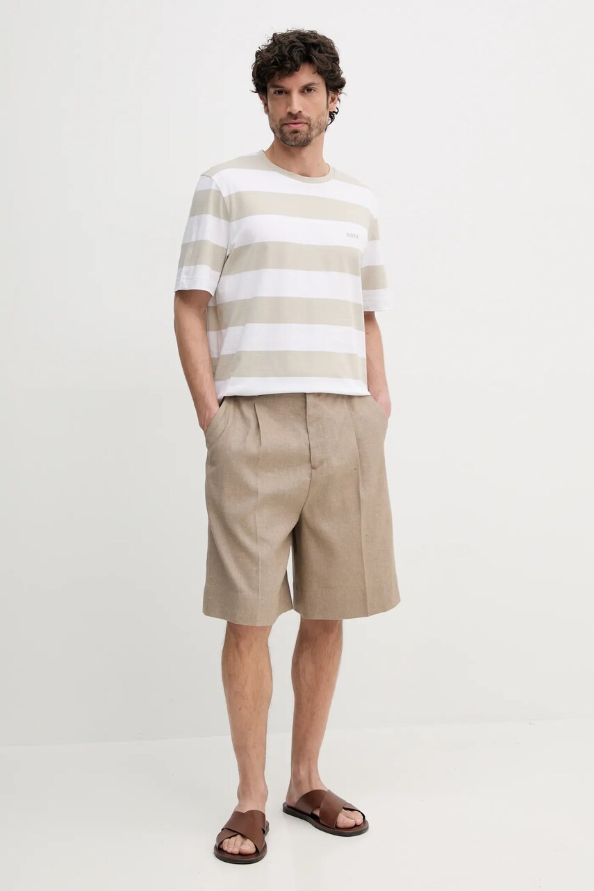 Лляні шорти Tommy Hilfiger чоловічі колір бежевий SQTHL7544.SQTH503