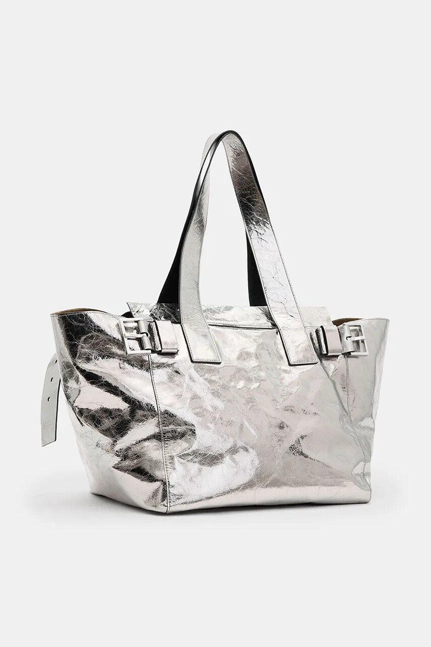 Шкіряна сумочка AllSaints PEREZ SHOULDER колір срібний W392XB