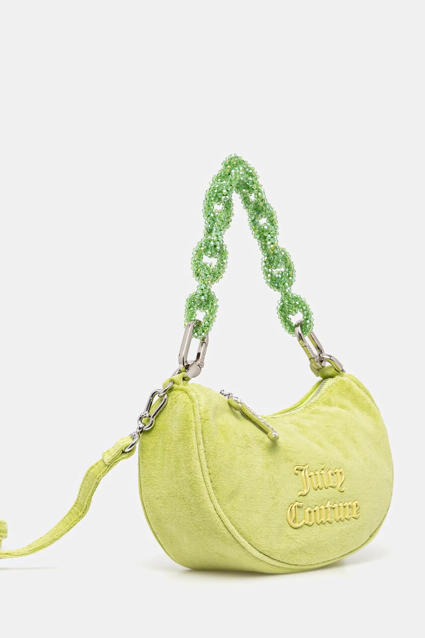 Велюрова сумочка Juicy Couture BLOSSOM RHINESTONE CHAIN колір зелений BEJL58834WCO