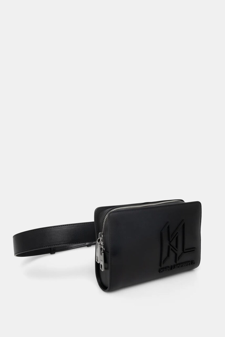 Шкіряна сумка на пояс Karl Lagerfeld K/MONOGRAM колір чорний A1M30115