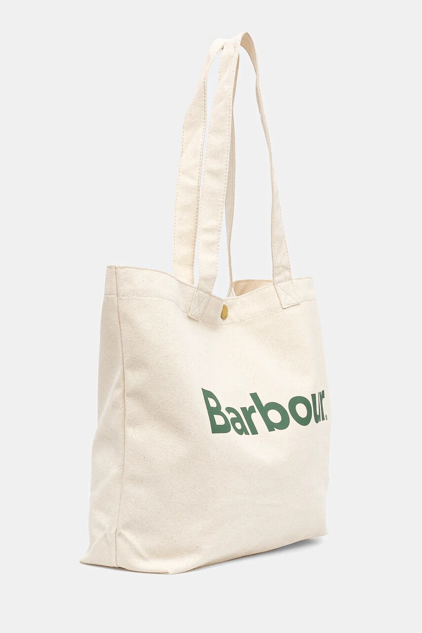 Бавовняна сумка Barbour Logo Tote Bag колір бежевий UBA0733