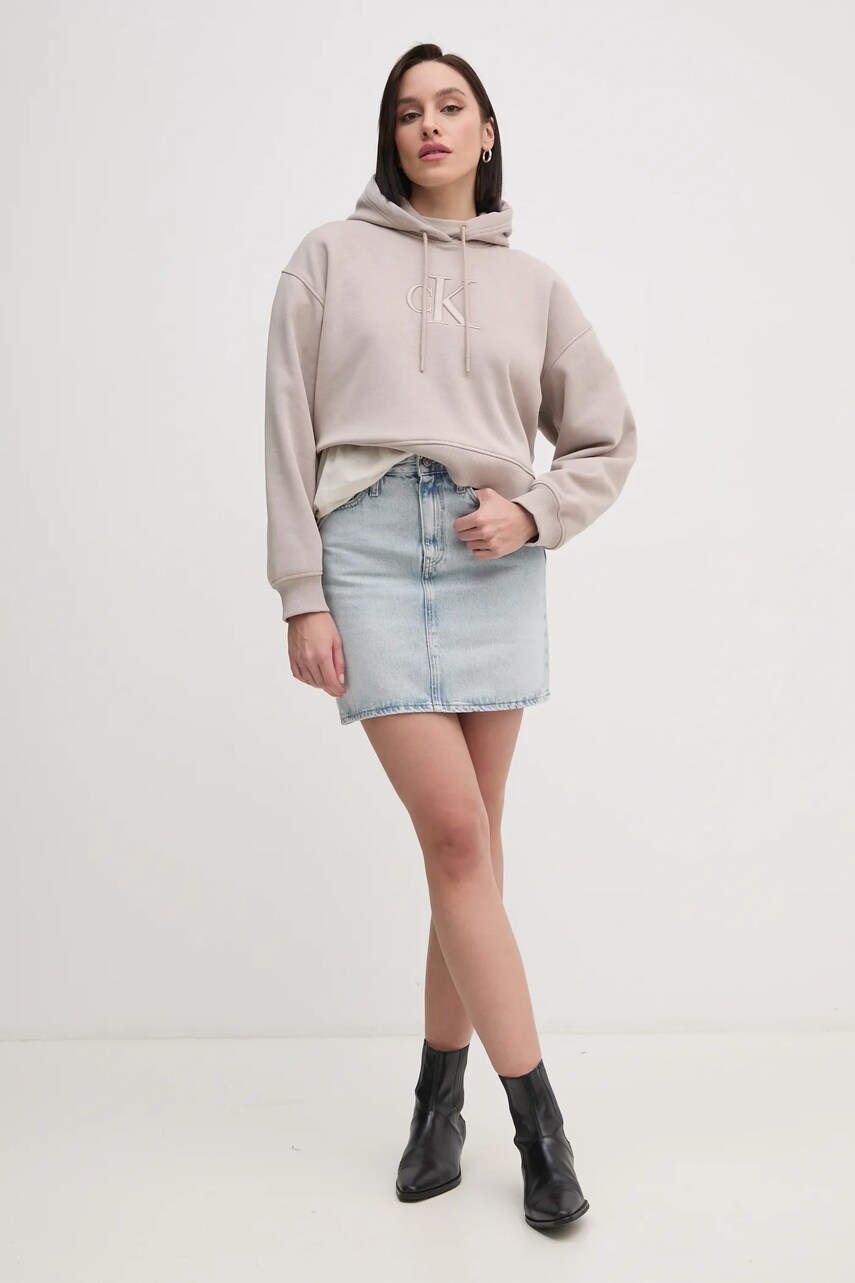 Бавовняна футболка Calvin Klein Jeans жіноча колір бежевий J20J224981