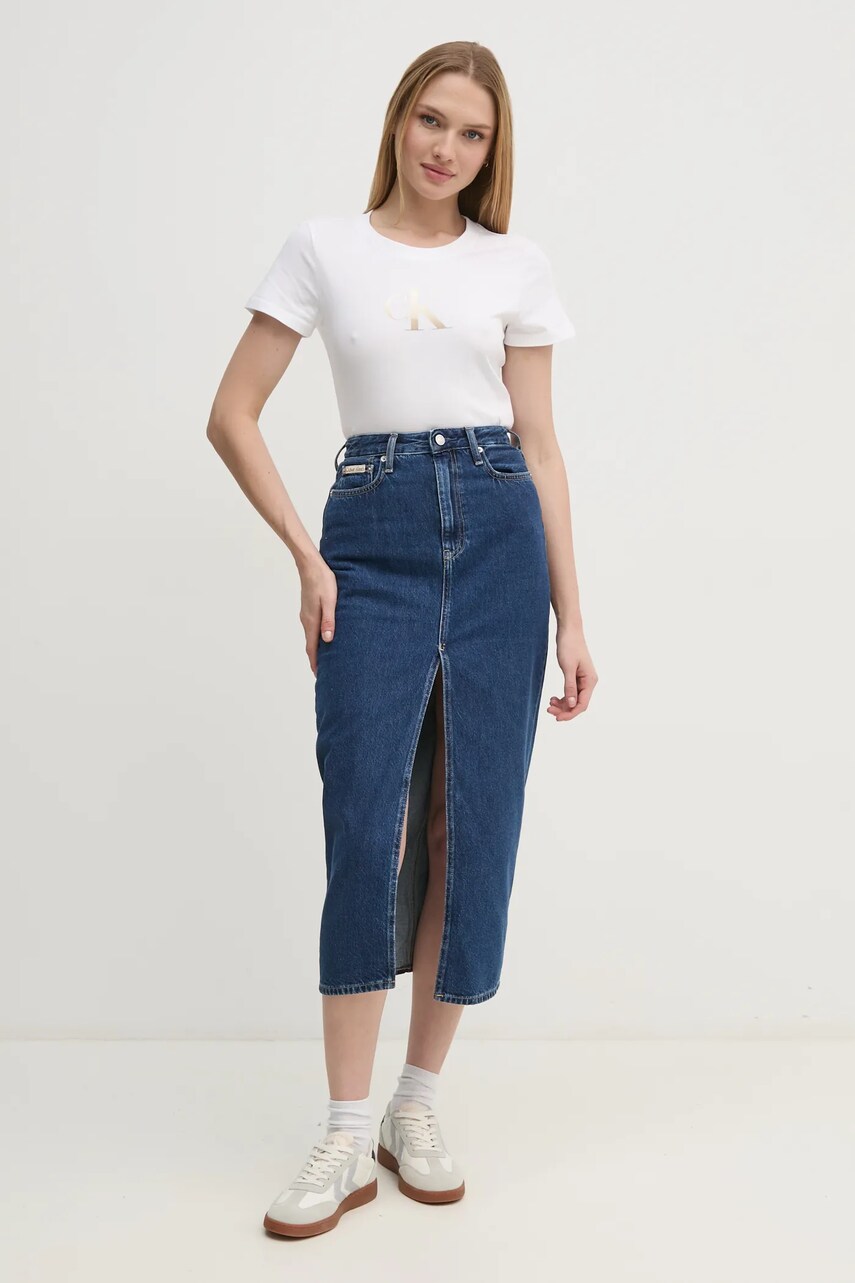 Бавовняна футболка Calvin Klein Jeans жіноча колір білий J20J224982