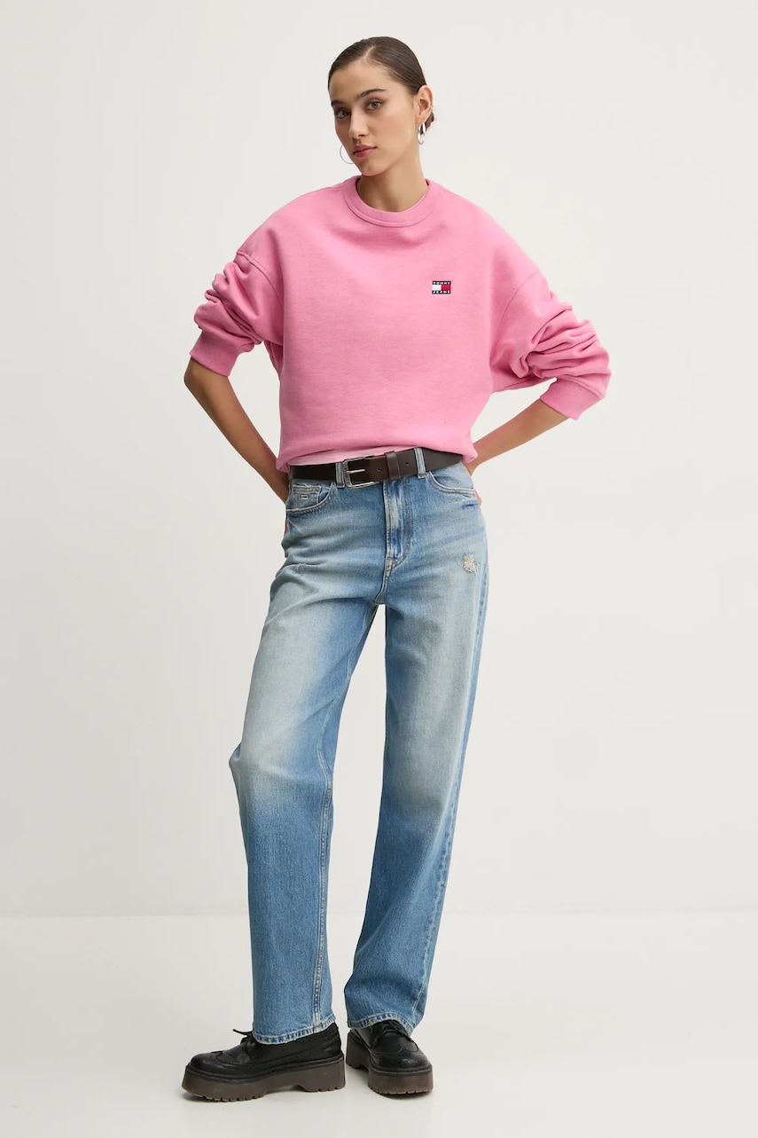 Бавовняна футболка Tommy Jeans жіноча колір рожевий DW0DW19447
