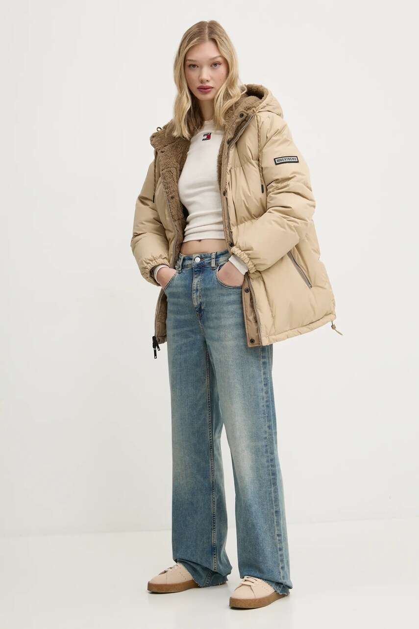 Лонгслів Tommy Jeans жіночий колір бежевий DW0DW20178