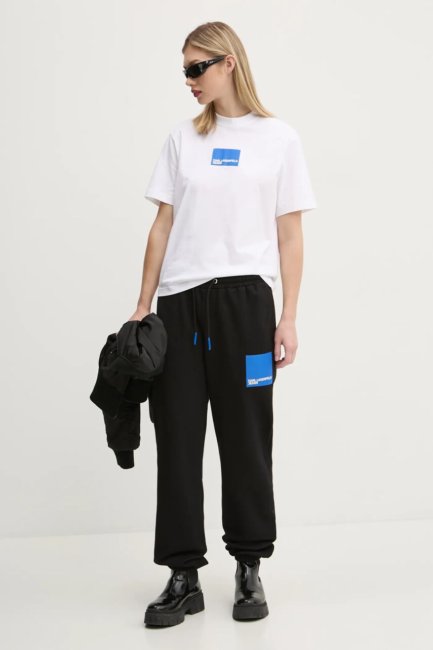 Бавовняна футболка Karl Lagerfeld Jeans жіноча колір білий A1W17006