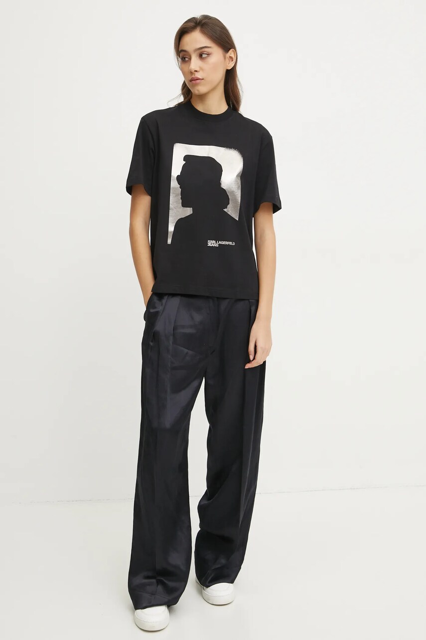Бавовняна футболка Karl Lagerfeld Jeans жіноча колір чорний A1W17032