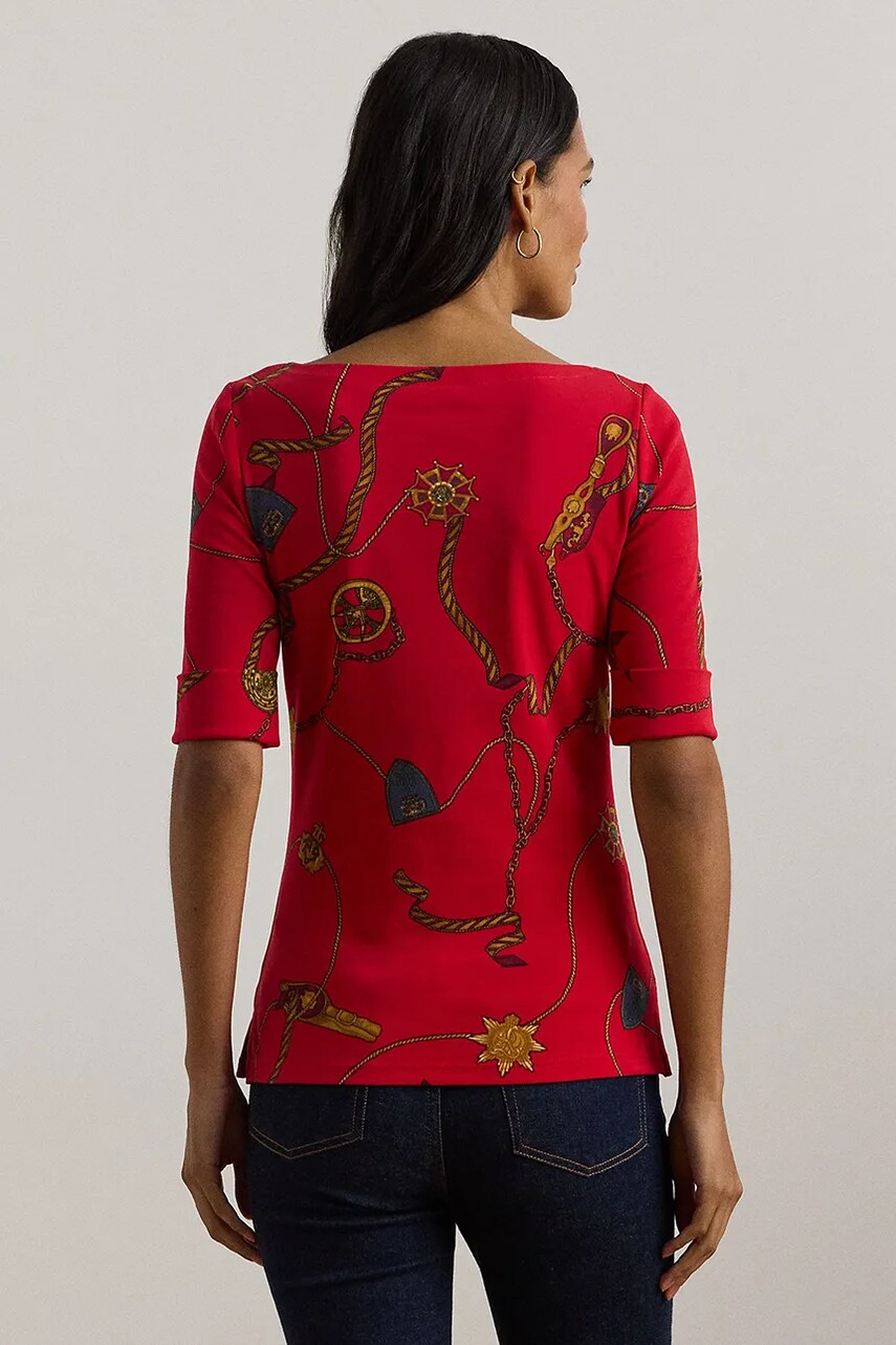 Бавовняна футболка Lauren Ralph Lauren жіночий колір червоний 200957614