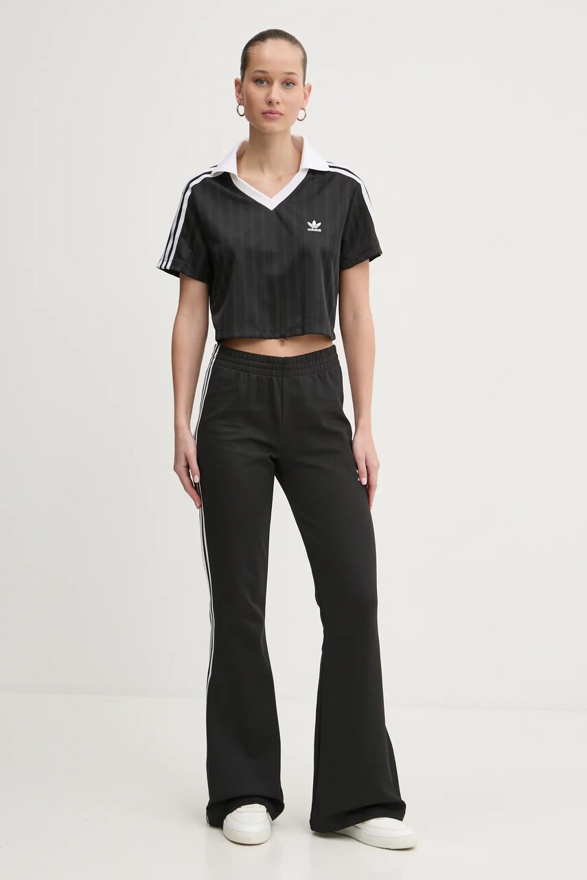 Футболка adidas Originals V-NECK POLO жіноча колір чорний JD2606