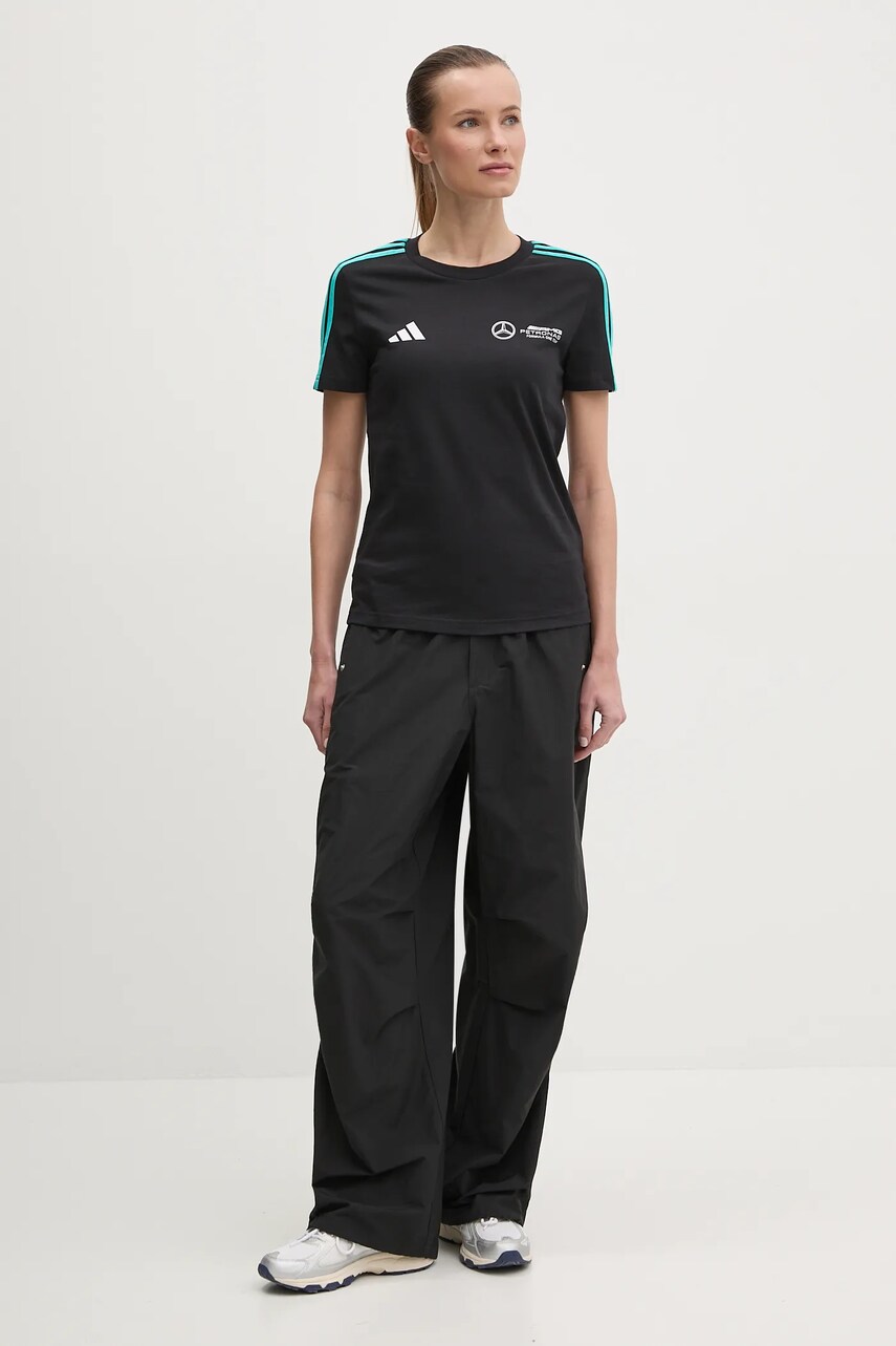 Бавовняна футболка adidas x Mercedes жіноча колір чорний JV5424