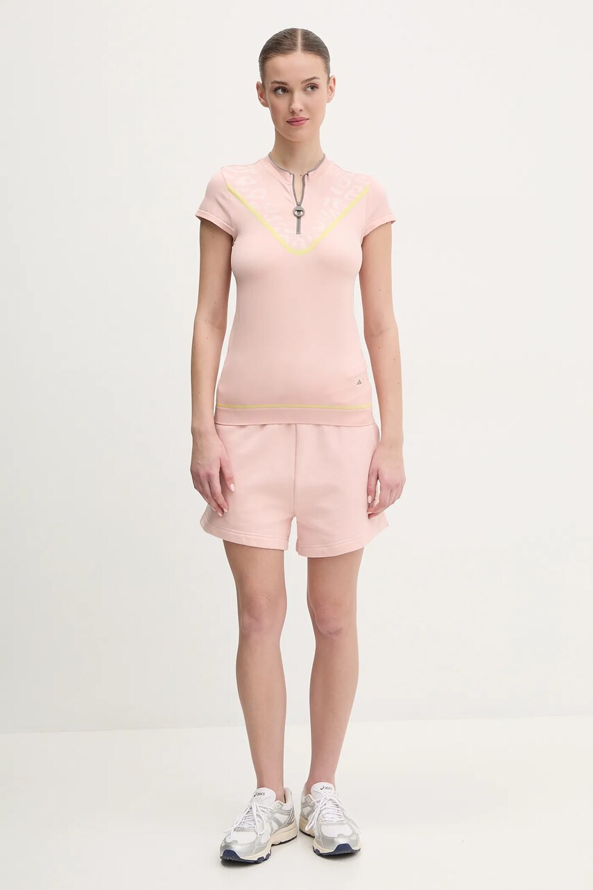 Тренувальна футболка adidas by Stella McCartney TrueNature колір рожевий півгольф JI5227