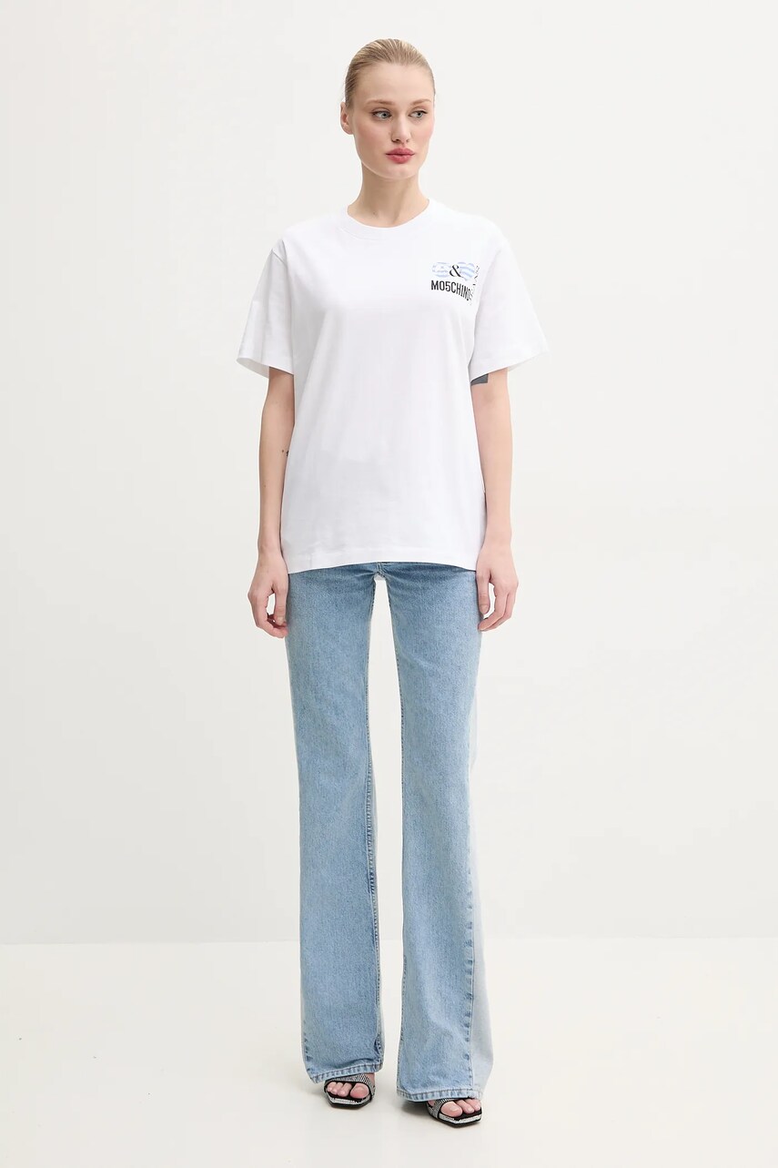 Бавовняна футболка Moschino Jeans жіноча колір білий 0713 3732