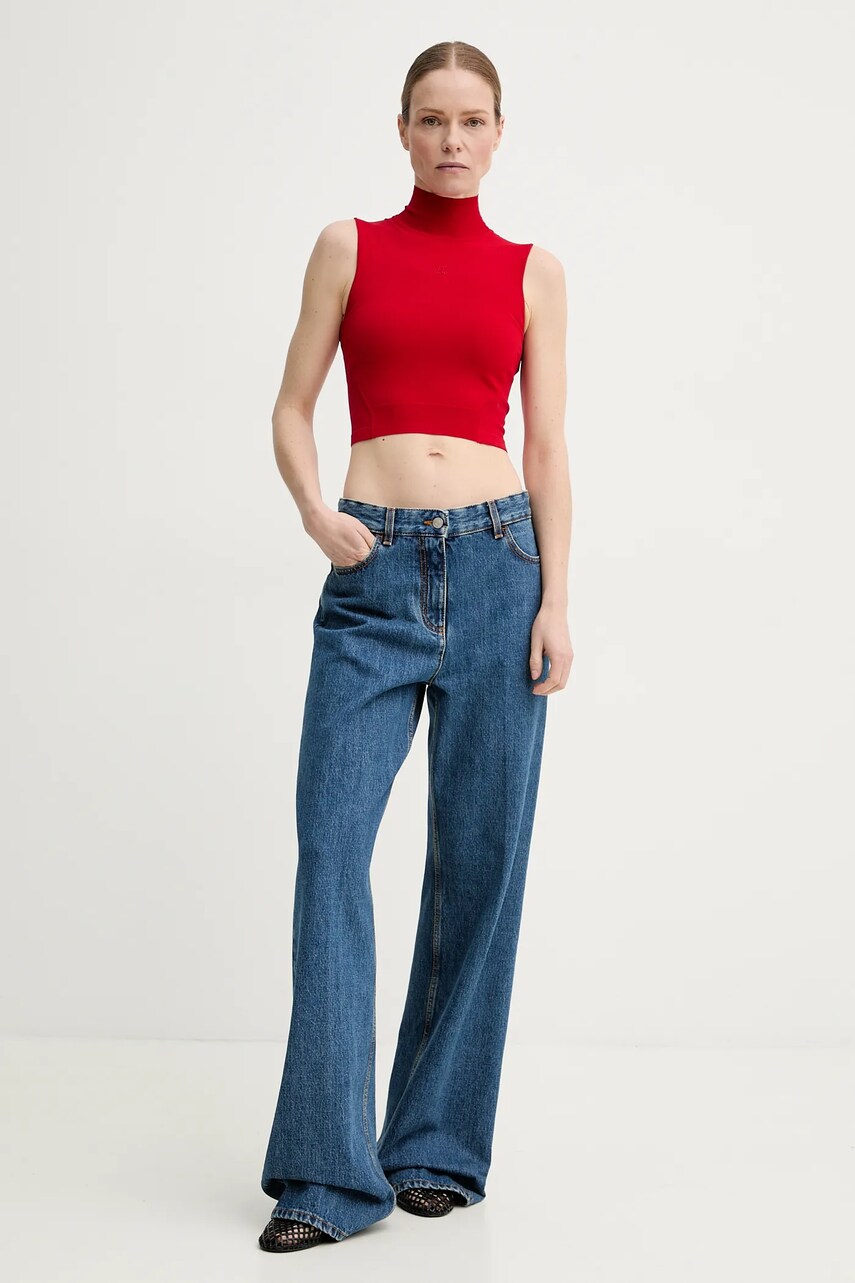 Блузка The Kooples жіноча колір червоний однотонна FTOP30005K